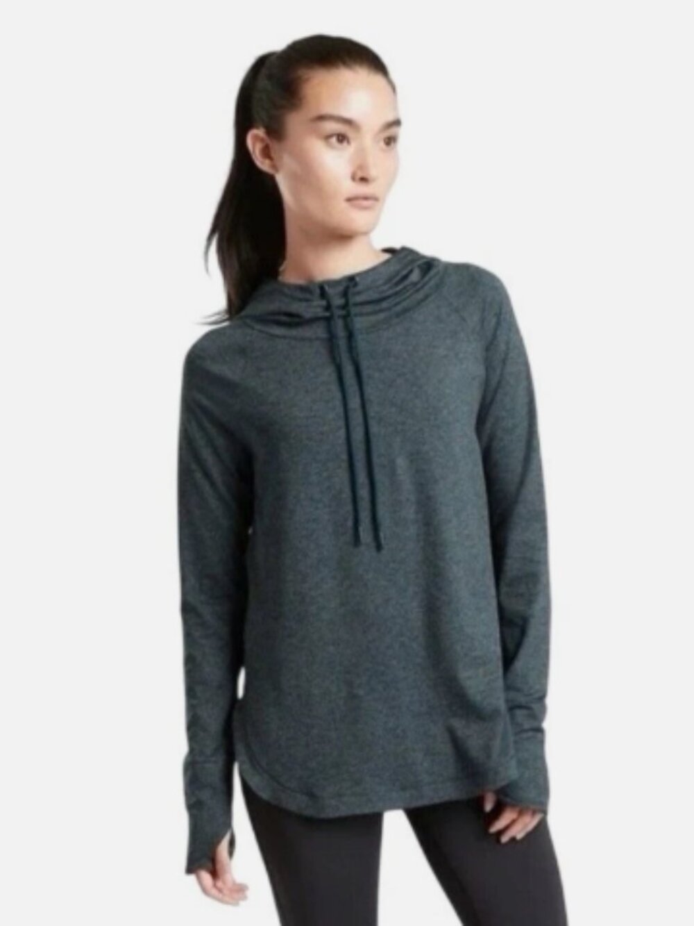 Athleta:  Uptempo Hoodie, M, Dark Heathered Teal Green